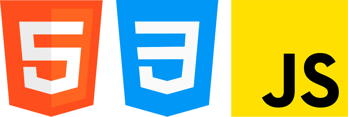 Logotipos das linguagens HTML, CSS e JS